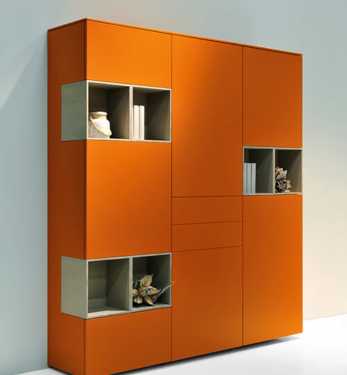 bibliotheque design orange karat