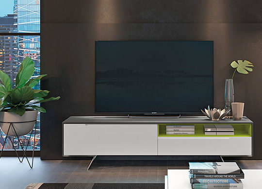 mueble tv design saint tropez laque blanche ambiance