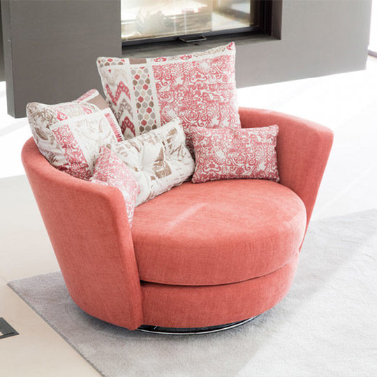 Fauteuil Pivotant Tissu Orange Mynest Fama