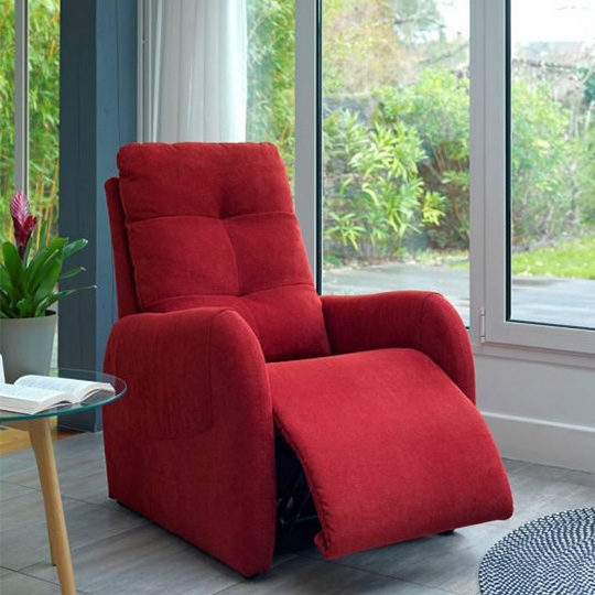 Fauteuil Relax Tissu Rouge Eloise