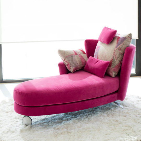 Chaise Longue Velours Rose P1 Pauline