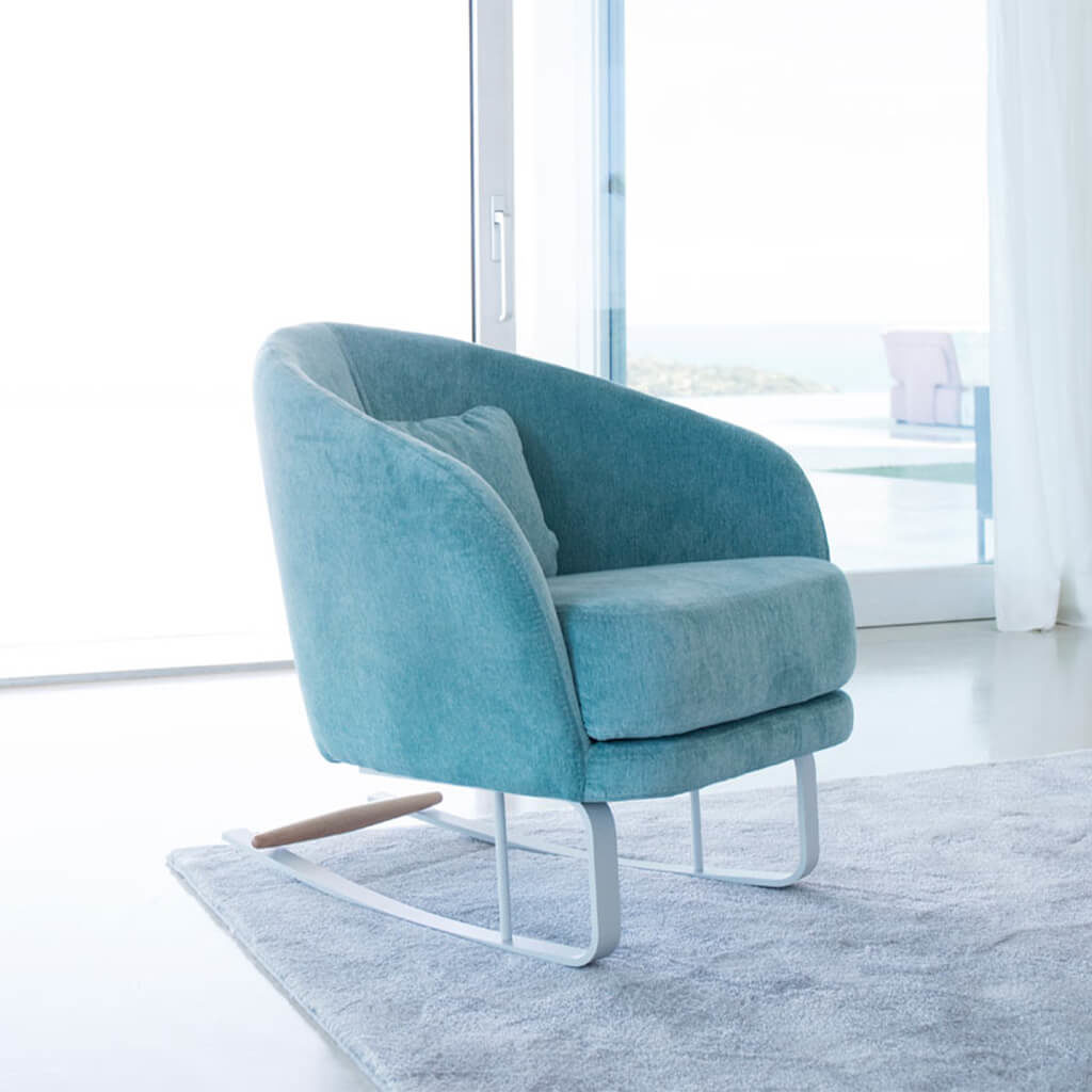 Fauteuil Pied Balancier Velours Bleu P1 Komba