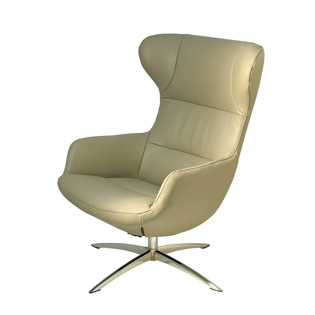 Fauteuil Relax Design Cuir Beige Kebe P1 Shine