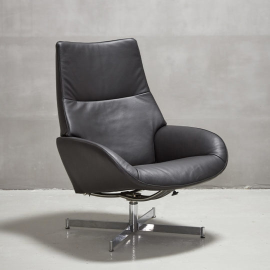 Fauteuil Relax Design Cuir Noir Kebe P1 Lotus