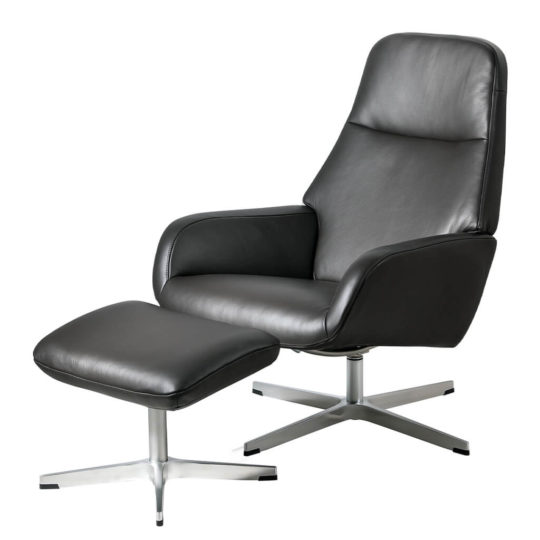 Fauteuil Relax Design Cuir Noir Kebe P1 Vision