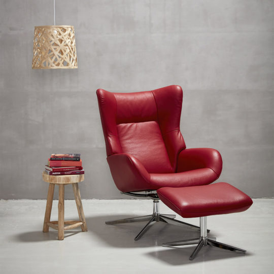 Fauteuil Relax Design Cuir Rouge Kebe P1 Fox