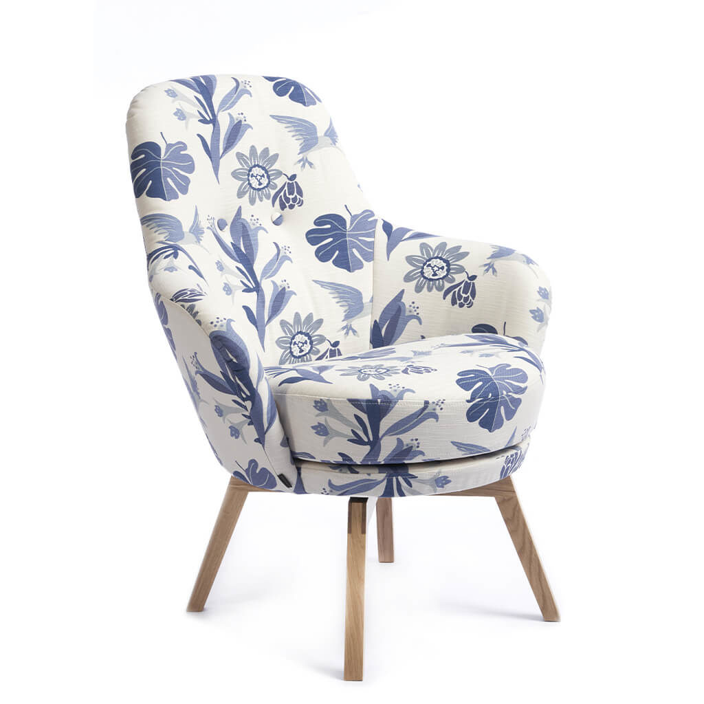 Fauteuil Tissu Bleu Scandinave P1 Gaga