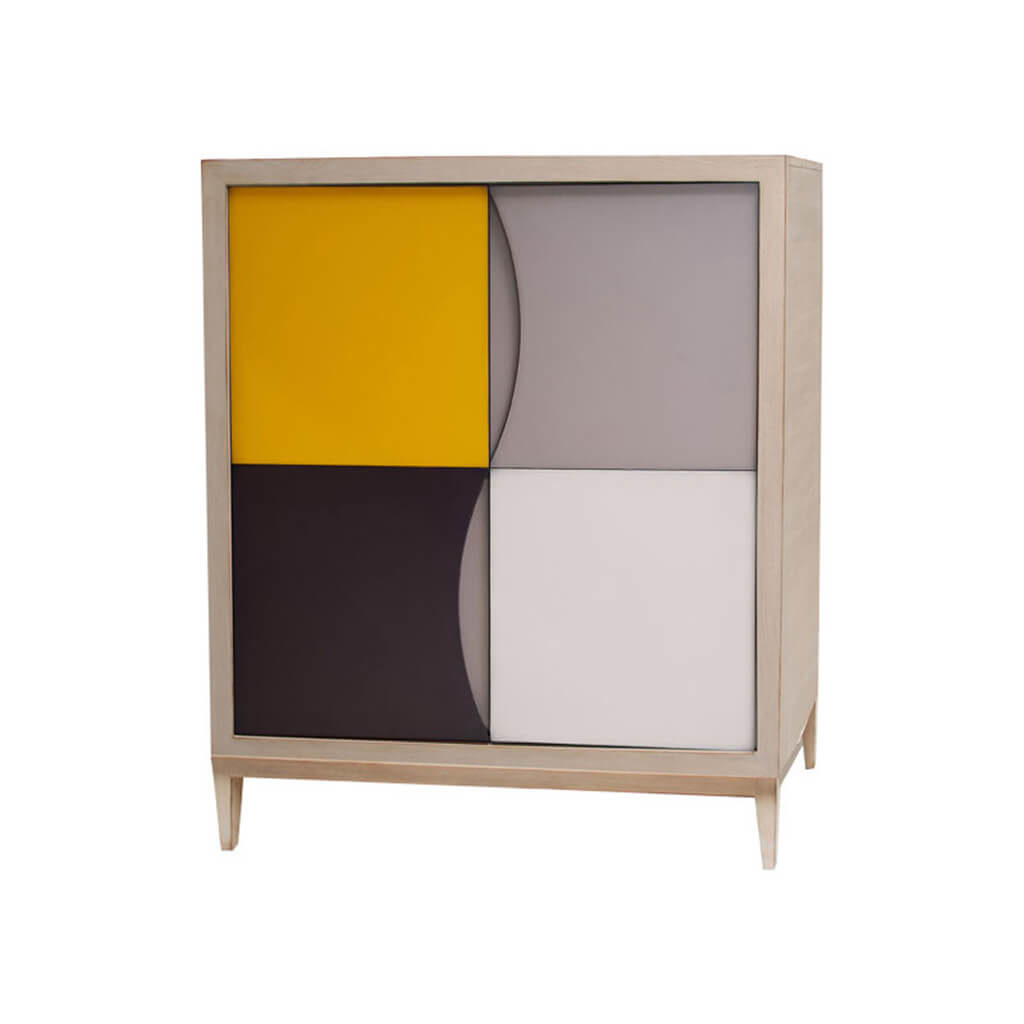 Armoirette Contemporaine Jaune Gris P2 Ellipse