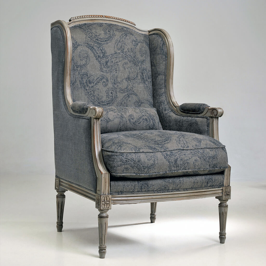 Fauteuil Bergere Tissu Classique Oreilles P1 Louis Xvi