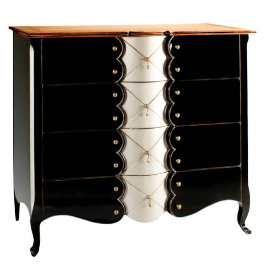 Commode Argent Noire Classique Chic P1 Eva