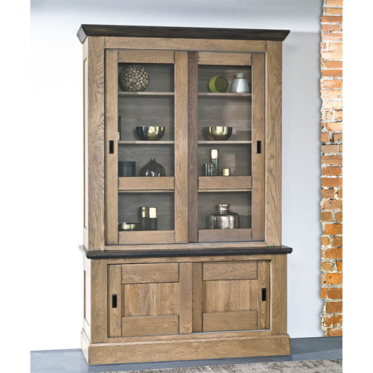 Armoire Honorine en chêne massif 2 portes avec étagères en bois - Meubles  Bois Massif