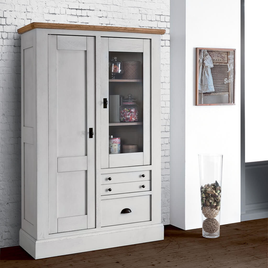 Vitrine Campagne Chic Laque Blanche P1 Romance