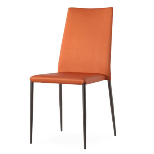Chaise Cuir Moderne Orange Pied Noir P2 Bea