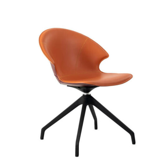 Chaise Cuir Orange Moderne P1 Lolita