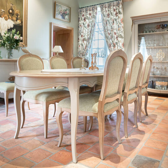 Table de salle à manger bois blanc brillant et verre Rory - GdeGdesign