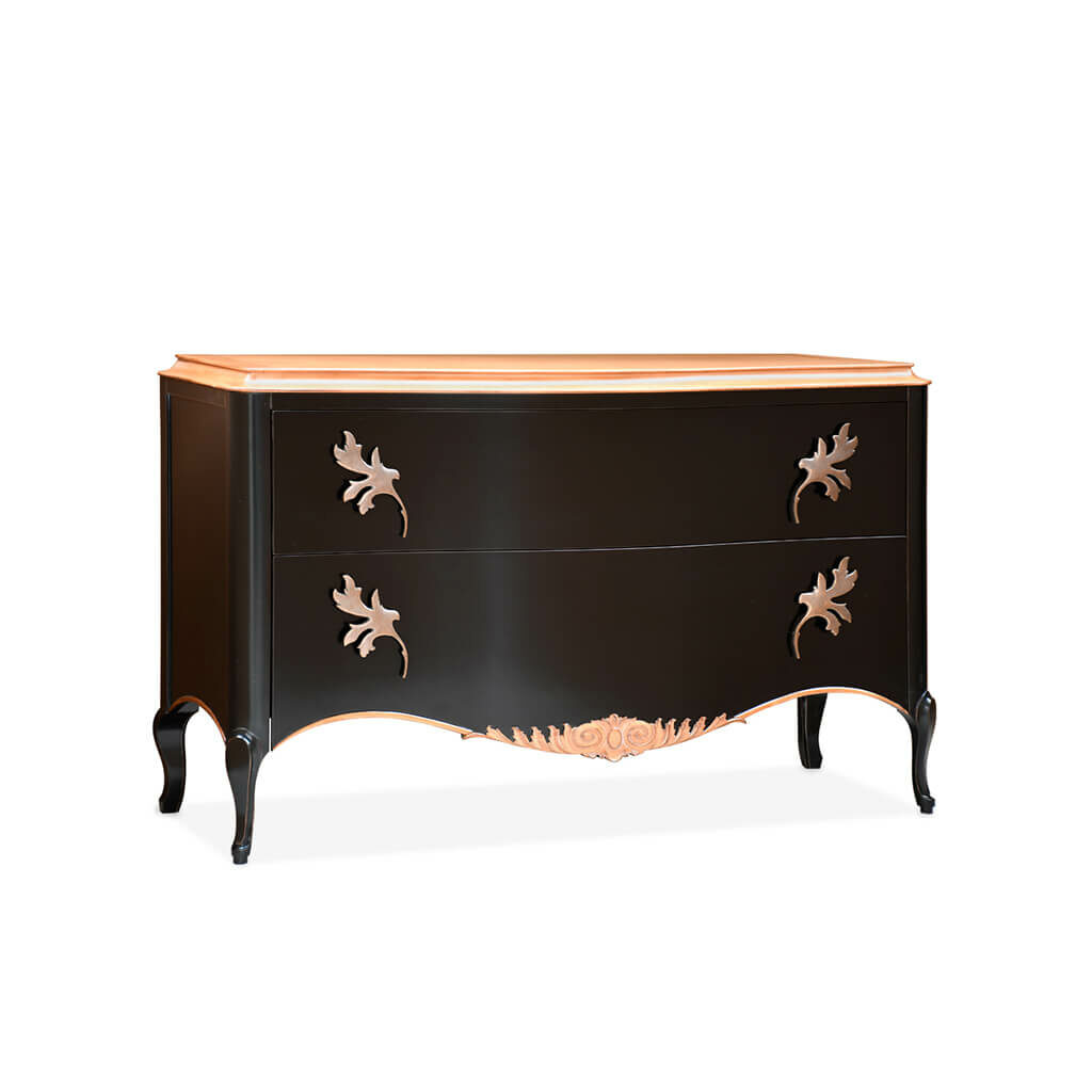 Commode Classique Chic Laque Noire 2 Tiroir P1 Gala