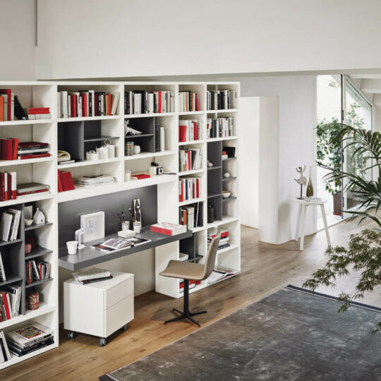 Bureau Bibliotheque Moderne Blanche Grise P1 Modo