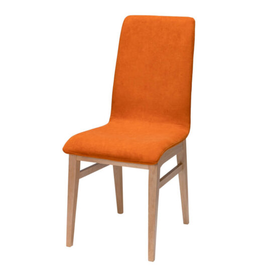 Chaise Moderne Pied Bois Tissu Orange P1 Yam