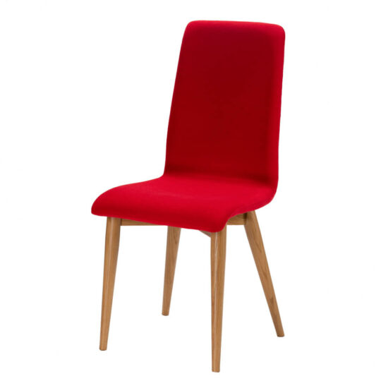 Chaise Moderne Pied Bois Tissu Rouge P2 Yam
