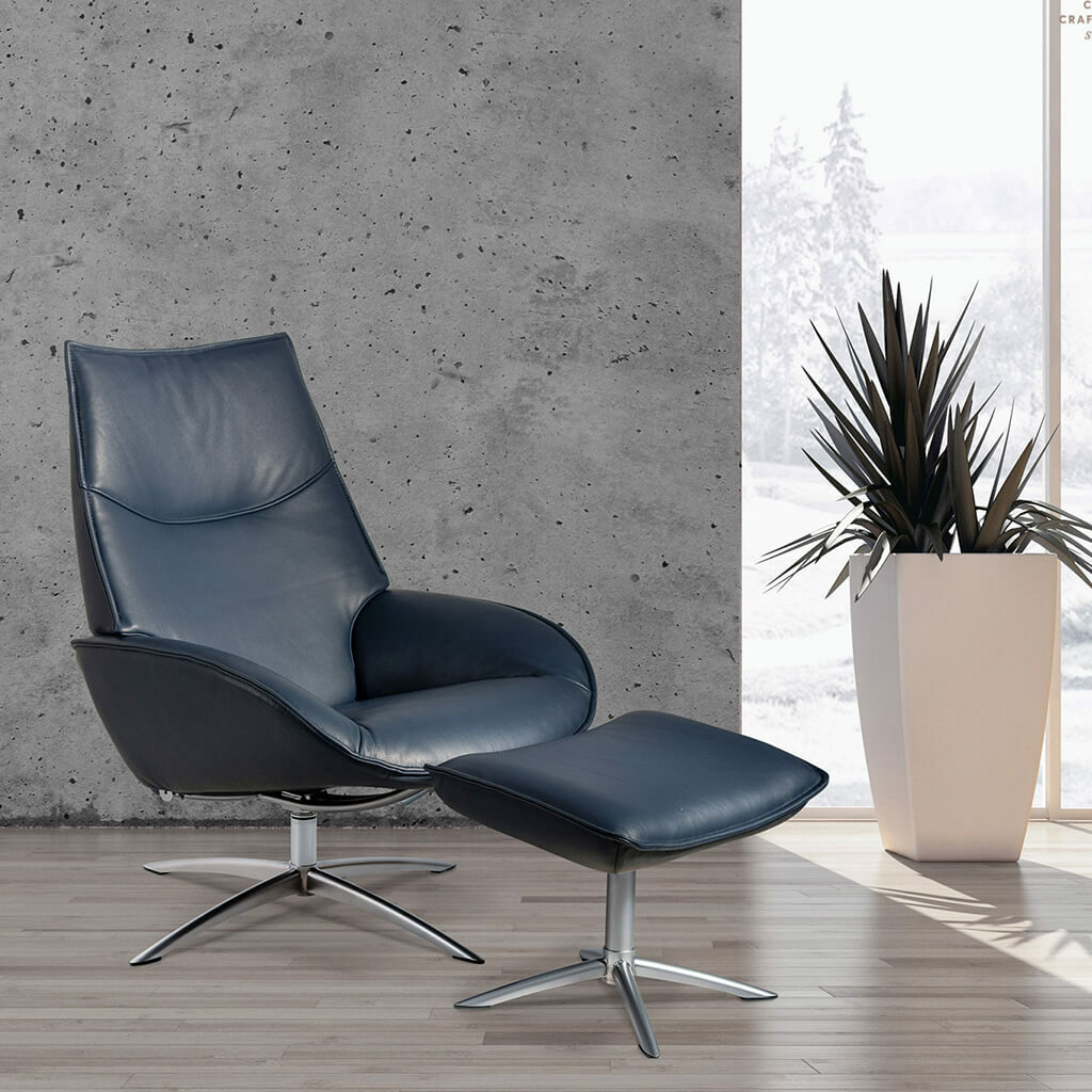 Fauteuil Moderne Cuir Bleu Kebe P1 Dahilia