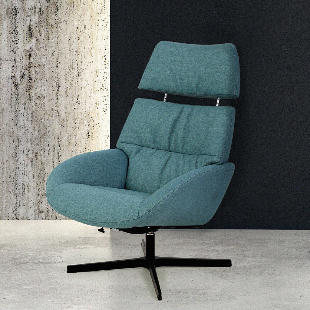 Fauteuil Moderne Tissu Bleu Kebe P1 Elise