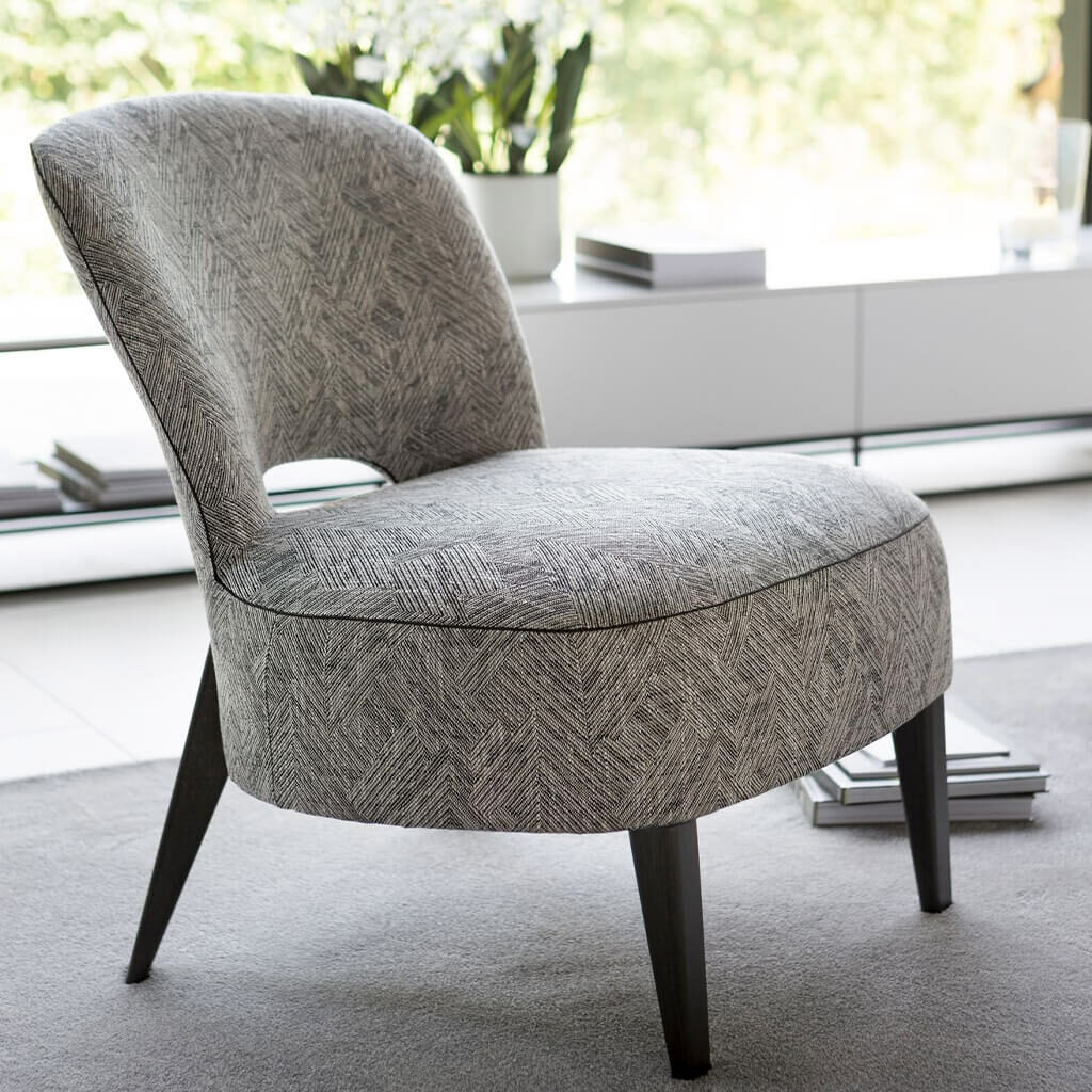 Chaise Basse Moderne Tissu Gris Moon