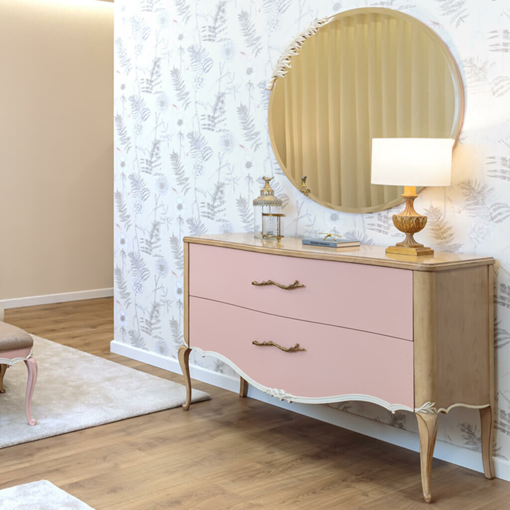 Commode Romantique Laque Rose P1 Florences