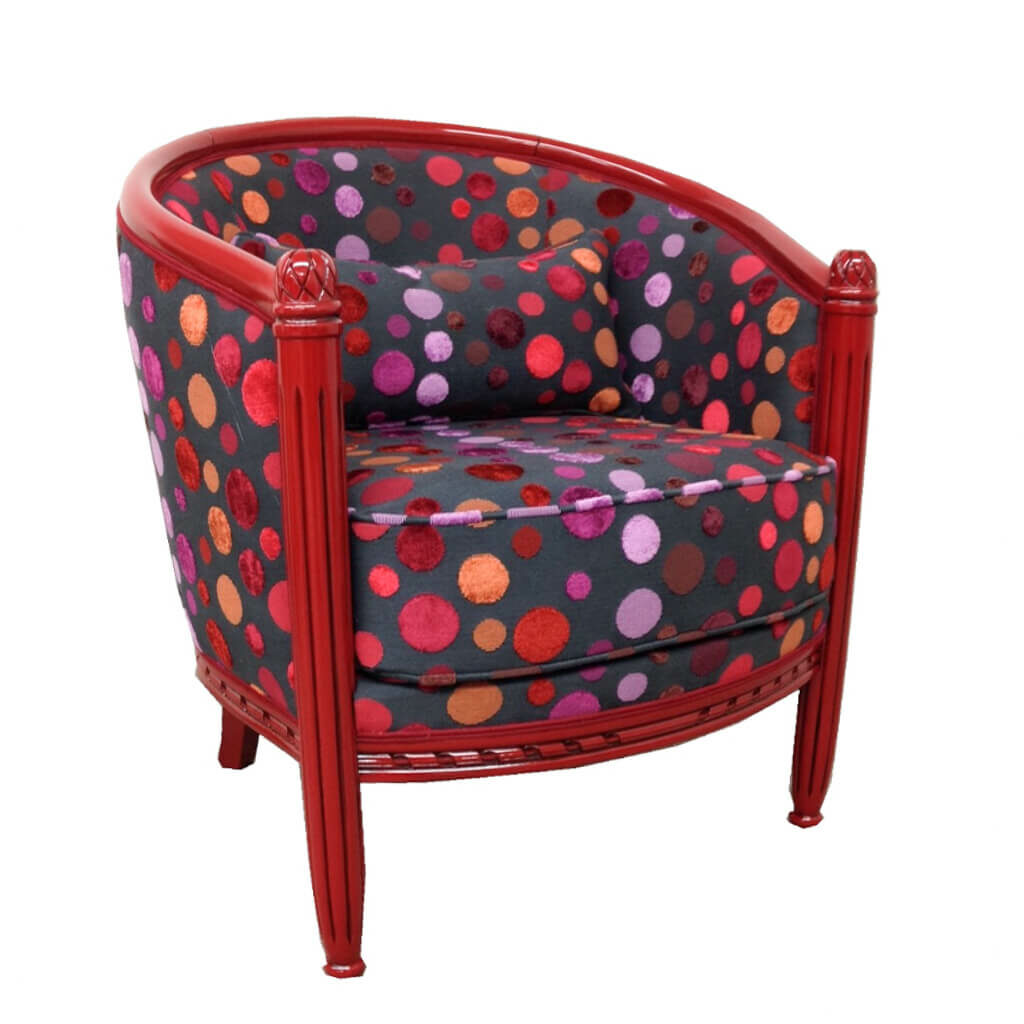 Fauteuil Cabriolel Tissu Deco Rouge 1 Rubis