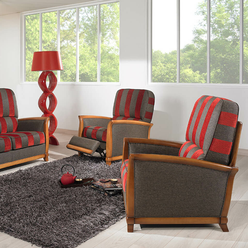 Fauteuil Relax Style Rustique Tissu P1 Marie