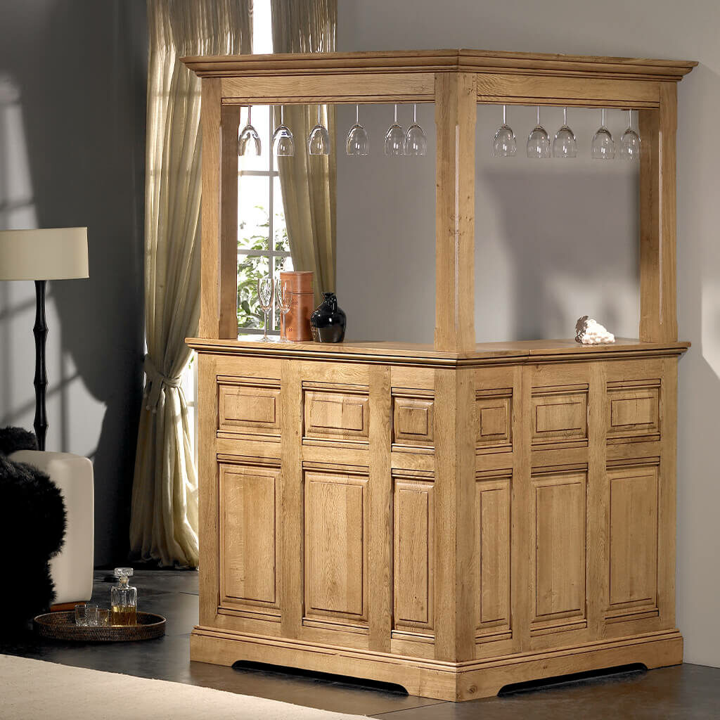 Meuble bar en bois massif style rustique