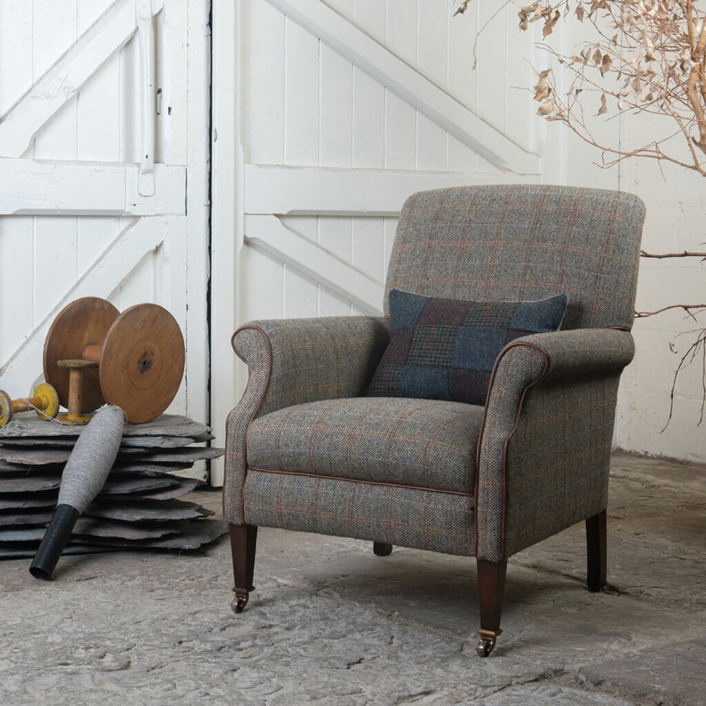 Fauteuil Anglais Tissu Tweed Tetrad Bowmore