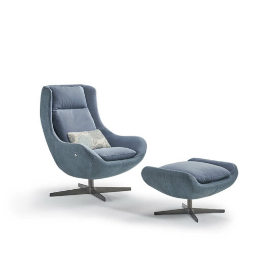 Fauteuil Moderne Cuir Tissu Bleu Madame