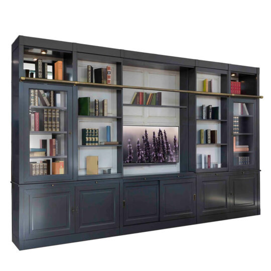 Bibliotheque Home Cinema Classique Chic Noir Natalie