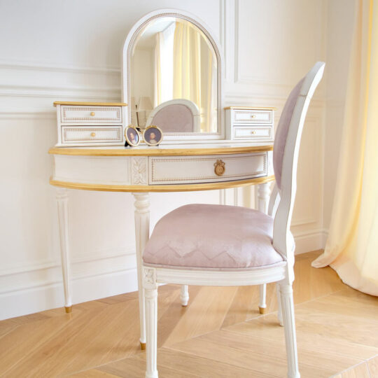 Coiffeuse Classique Chic Blanc Or Du Barry