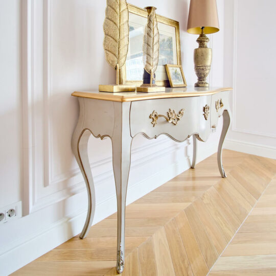 Console Classique Chic Gris Or Louis Xv