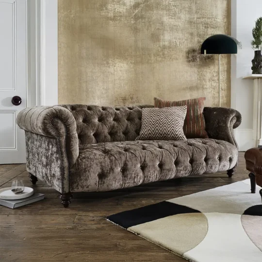Timeless Chesterfield Anglais Velour Mauve Confort Matisse