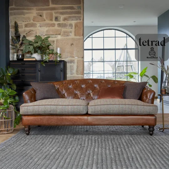 Timeless Chesterfield Canape Anglais Cuir Tissu Harris Tweed Confort Dalmore