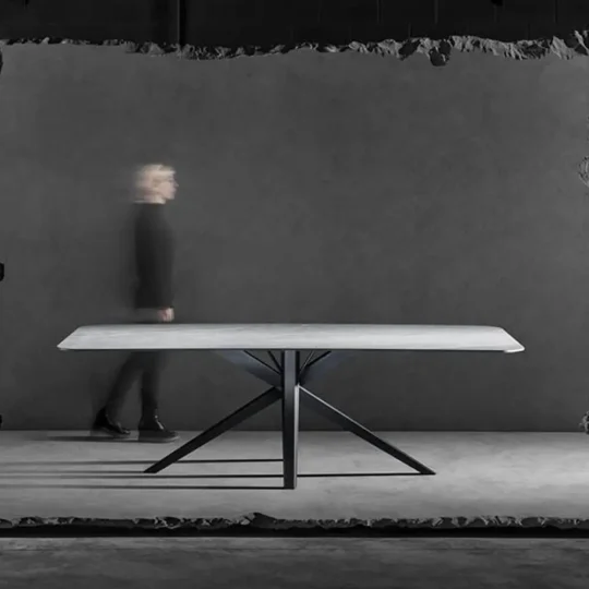 Table Contemporaine Pied Central Plateau Ceramique Walk