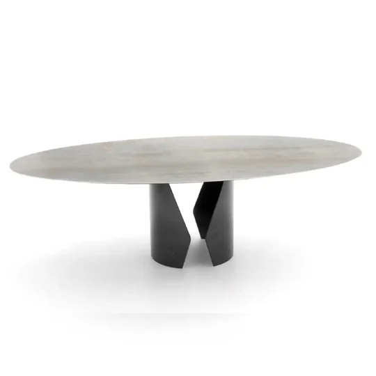Table Moderne Pied Central Rond Plateau Ceramique Triss Moon