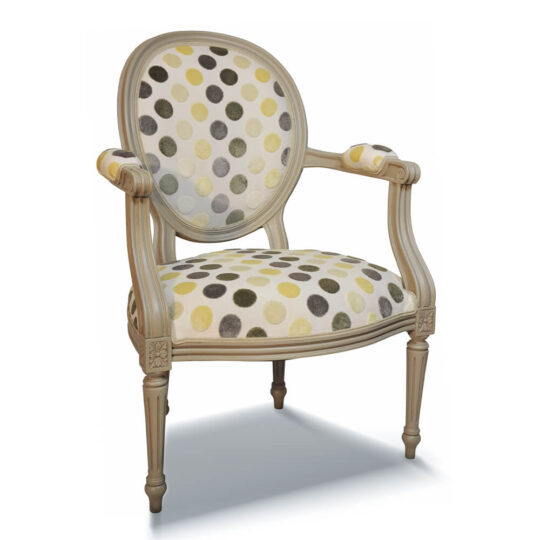 Fauteuil Cabriolet Tissu Deco Pois Patine Beige Classique Chic Adrien