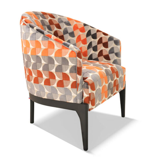 Fauteuil Cabriolet Tissu Orange Laque Noire Classique Chic Victor