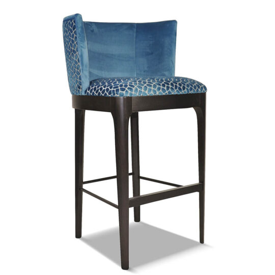 Fauteuil Chaise De Bar Tissu Bleu Classique Chic Anita