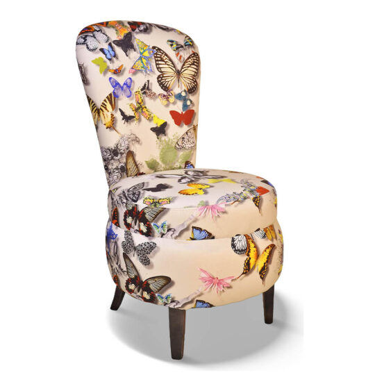 Fauteuil Chauffeuse Tissu Papillon Classique Chic Maud