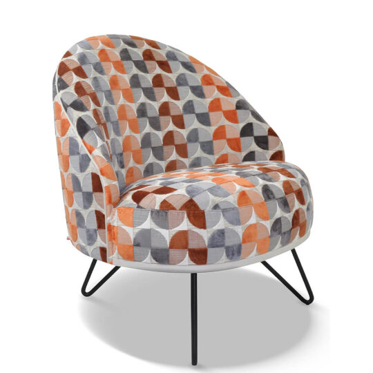 Fauteuil Organique Deco Tissu Orange Classique Chic Lea