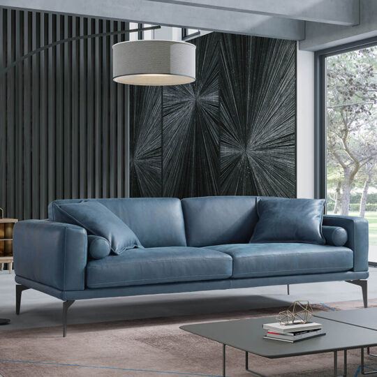 Canape Contemporain Cuir Bleu Masu