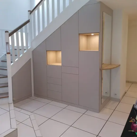 Vestiaire Sous Escalier Sur Mesure Portes Tiroirs Rangements Vazard Home Pjs B21