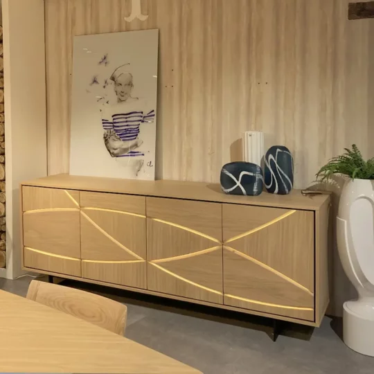 Buffet Bois Naturel Contemporain Santorin Showroom Vazardhome