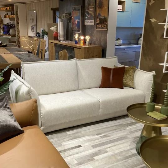 Canape Eclair Moderne Tissu Blanc Showroom Vazardhome