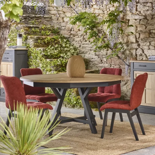 Chaise Style Campagne Chic Tissu Rouge Odyssee
