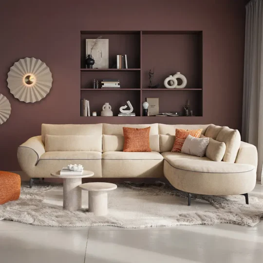 Canape Angle Tissu Beige Borra